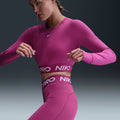 NIKE PRO DF 365 CROP LS HOT FUCHSIA/WHITE Bild 5